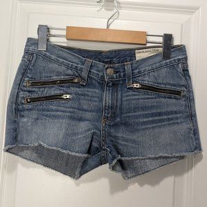 rag & bone Jean Shorts with Unfinished Hem and Zipper Details